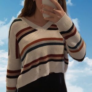 L. A. Hearts Tri-Color Cropped Sweater